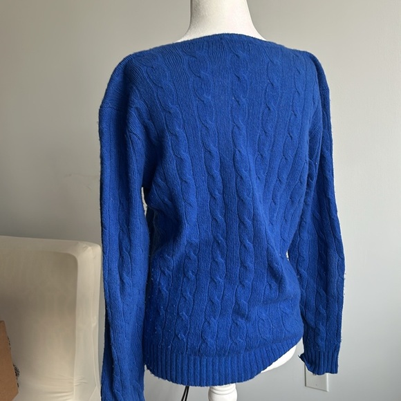 Polo Ralph Lauren blue vneck cable knit sweater lightweight 💙 - Picture 4 of 5